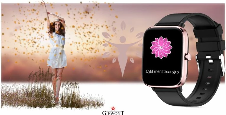 Smartwatch për femra Giewont, rozë e zezë