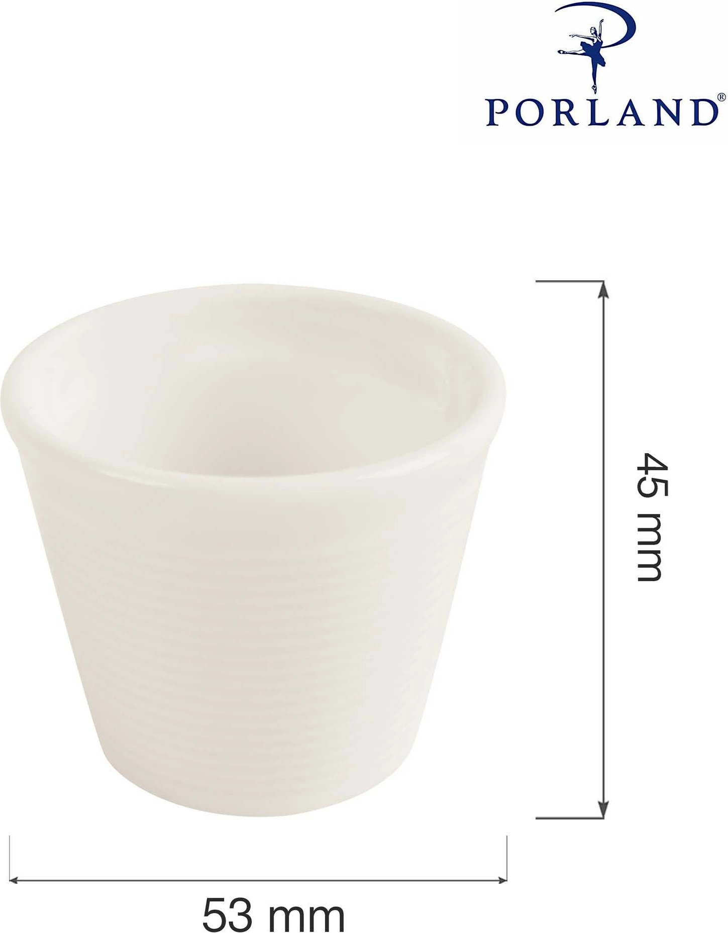 Kupë për vezë Porland Line, porcelan, krem, set 6 copë