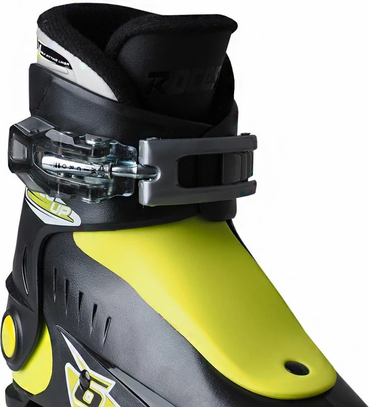 Çizme për ski për fëmijë Roces, të zeza me detaje limoni