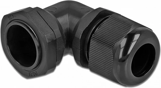 Glandë kablli DeLOCK PG21 90°, IP68, për kabllo 13–18 mm, e zezë