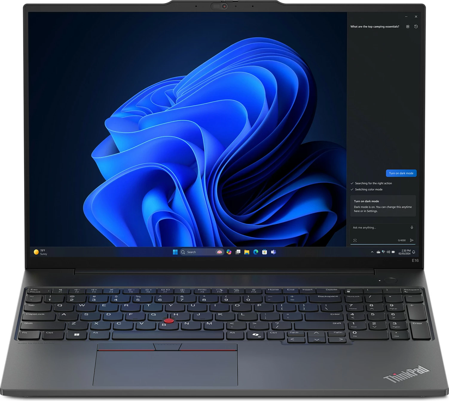 Laptop Lenovo ThinkPad E16, Intel Core Ultra 7, 32 GB, 1 TB, 16", Windows 11 Pro, e zezë
