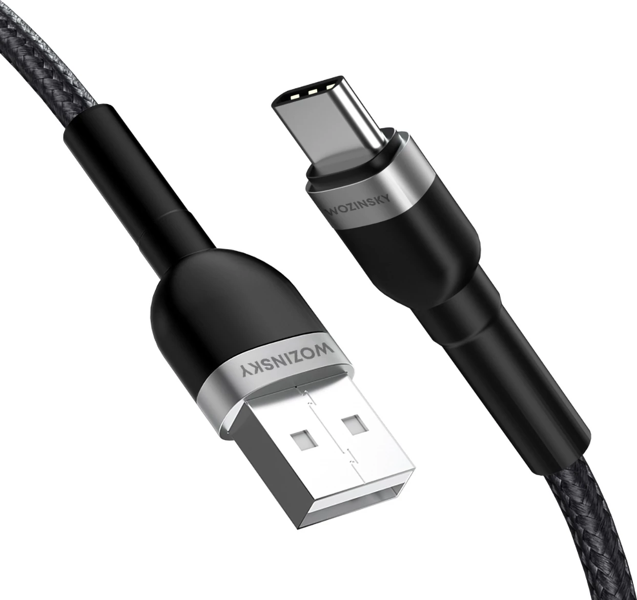 Kabllo USB Wozinsky WNBAC2, USB-A në USB-C, 2 m, 2.4A, najlon, e zezë
