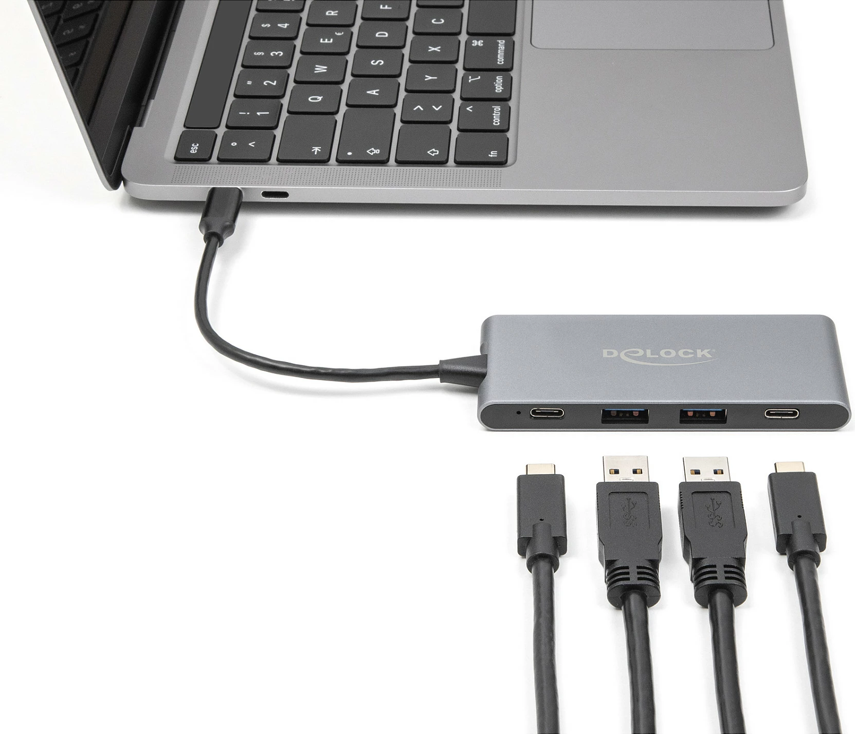Hub USB-C DeLOCK 4-Port, 2x USB-A + 2x USB-C, 10 Gbps, USB PD, gri