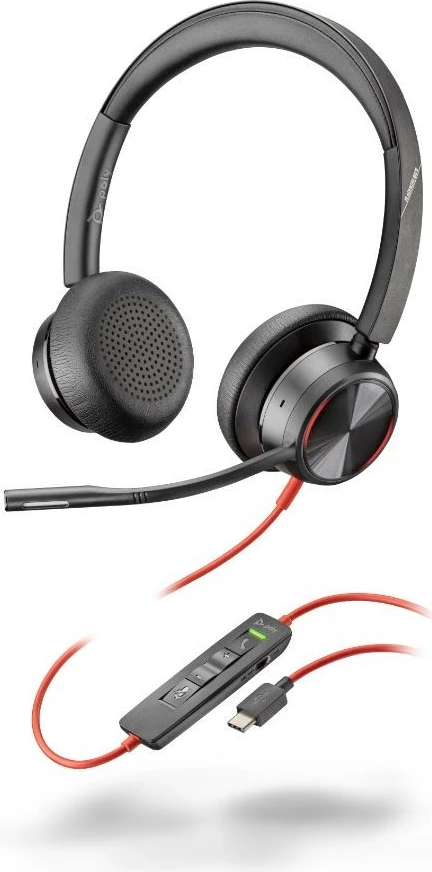 Kufje POLY Blackwire 8225, Stereo, USB-C/USB-A, me mikrofon, e zezë-portokalli