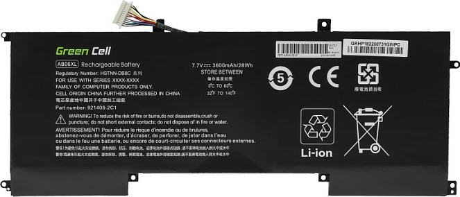 Bateri laptopi Green Cell AB06XL, për HP Envy 13, 7.7V 3600mAh, e zezë