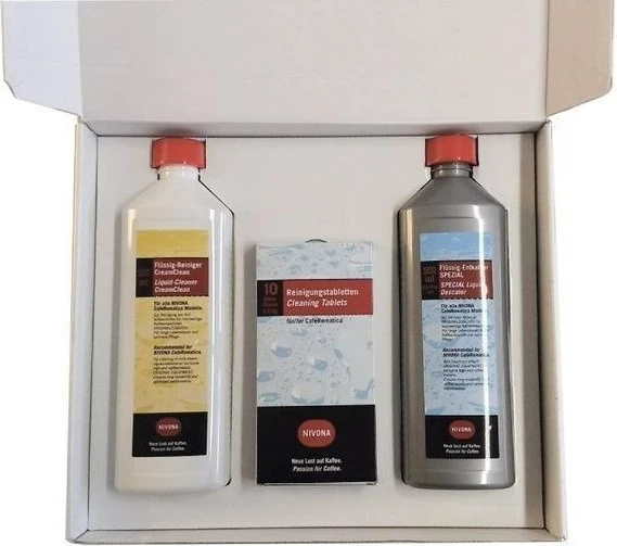 Set pastrimi për makinë kafeje NIVONA CLEAN 3 BOX, tabletë dhe lëng pastrues/descaler