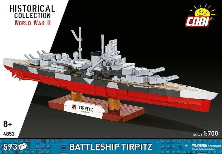 Set ndërtimi me blloqe, Cobi, Battleship Tirpitz 4853, 593 elemente, shkallë 1:700