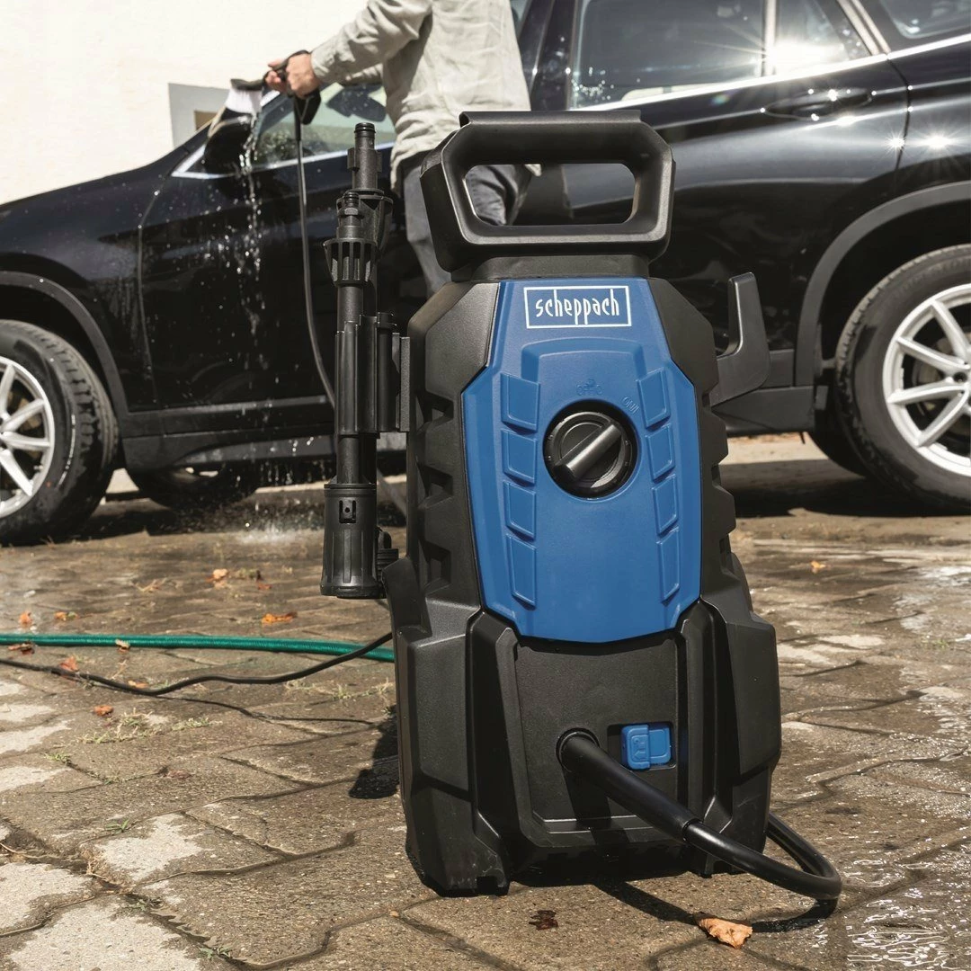 Myjkë me presion të lartë Scheppach HPC1400 1400W 110 bar 390 l/h, blu/zezë, set me zorrë 3 m