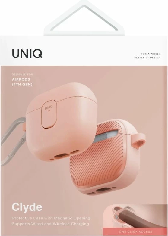 Kutí AirPods UNIQ Clyde Lock Case, rozë