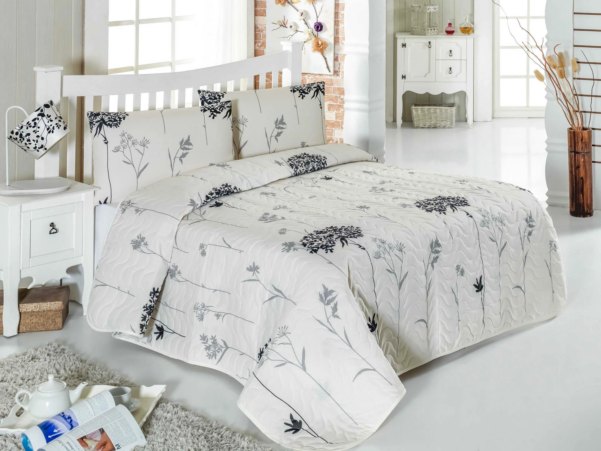 Set mbulesë krevati quilted King, Efil, ngjyrë bezhë, gri, L'essentiel