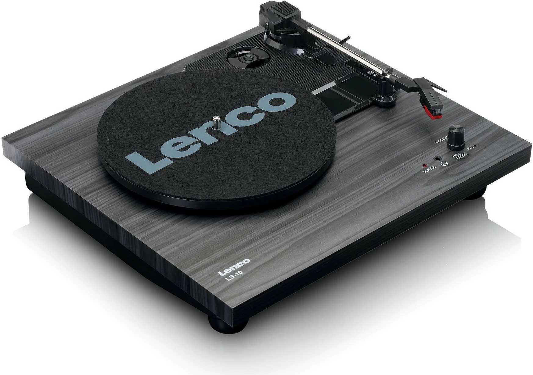 Pllakadisk Lenco LS-10BK me altoparlantë, 3.5mm, RCA, zi/druri