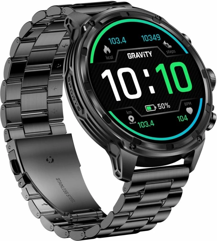 Smartwatch për meshkuj Gravity GT41-4, rrip i zi + byzylyk