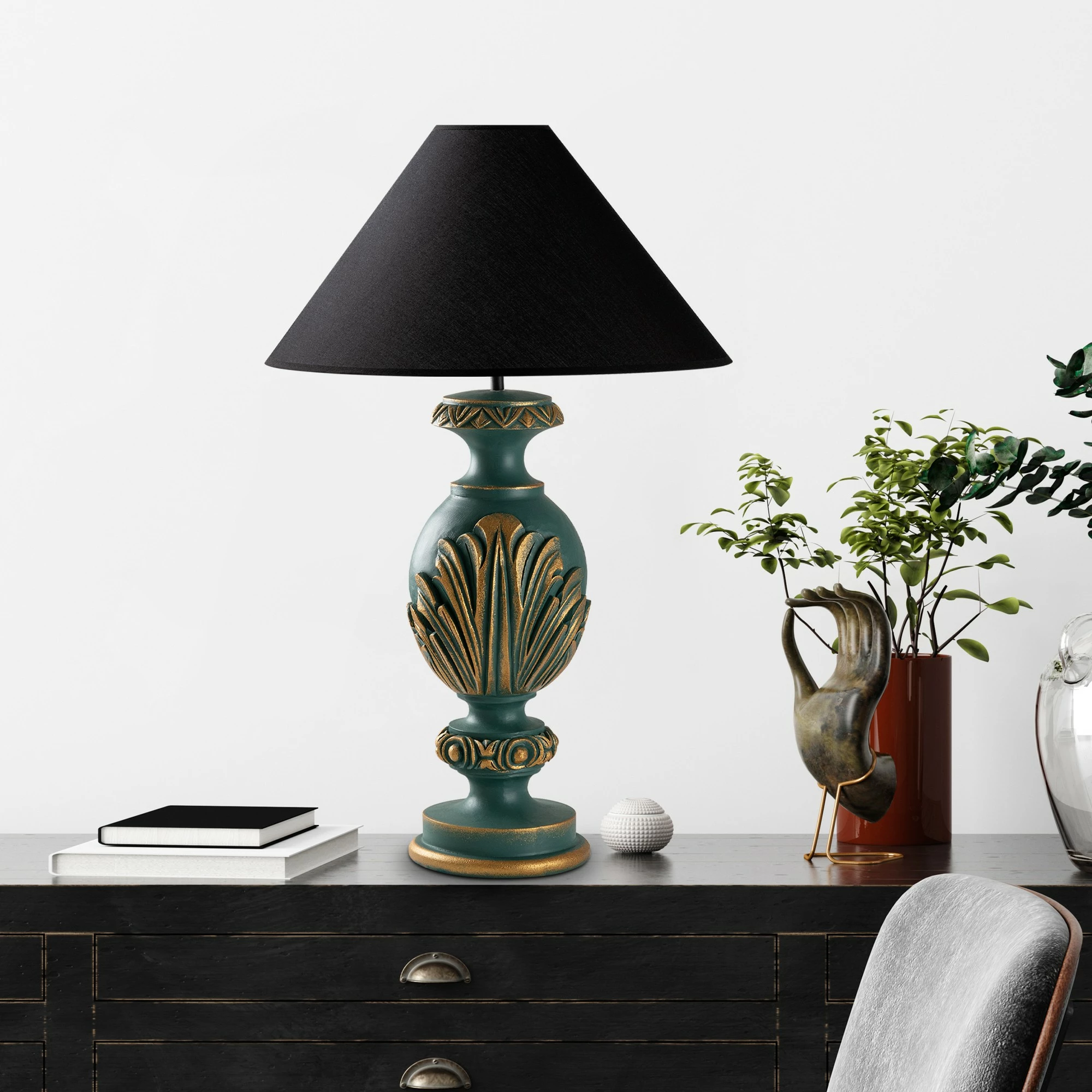 Llambë tavoline Opviq, ELEGANZE-5311, ngjyrë e gjelbër dhe e zezë