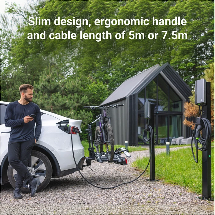 Stacion karikimi EV (Wallbox) Green Cell HabuDen EVGC021B2275, 22kW 32A, Type 2, kabllo 7.5m, NFC, WiFi/Bluetooth, gri