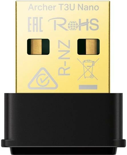 Adapter Wi‑Fi USB, TP-Link, Archer T3U Nano, AC1300 dual-band MU-MIMO WPA3, e zezë