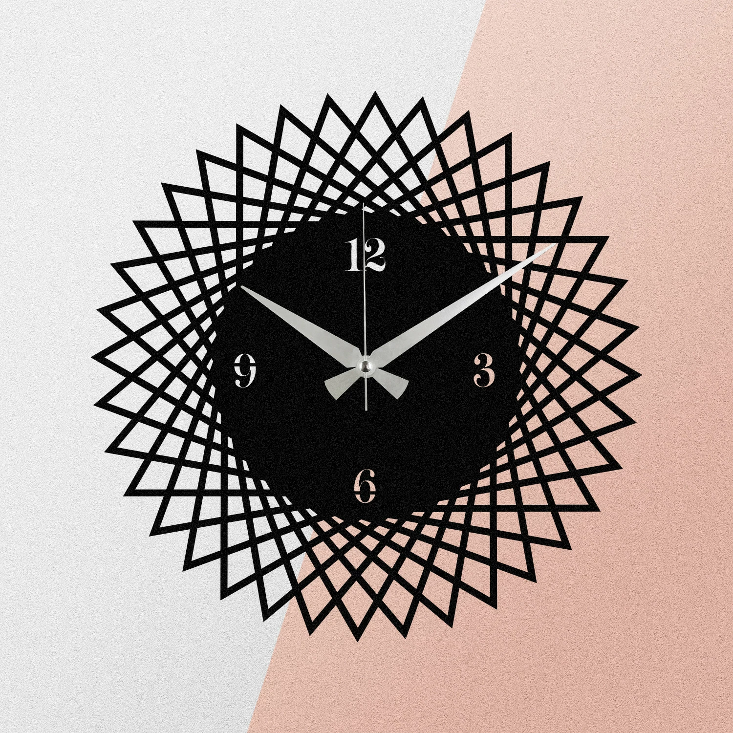 Orë muri dekorative prej metali, Wallity Enzoclock - S026, e zezë, 48x48cm