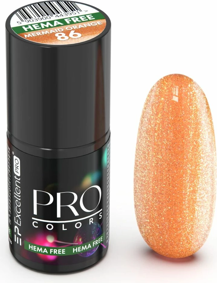 Llak për thonj për femra Excellent PRO Pro Colors Hema Free Hybrid 86 Mermaid Orange, 7g