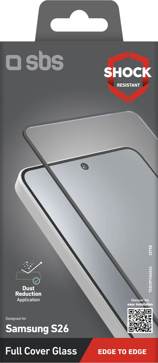 Xham i kalitur mbrojtës ekrani, SBS, Full Cover, për Samsung Galaxy S26, i zi