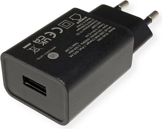 Karikues USB VALUE, 1x USB-A, 12W, Euro plug, i zi