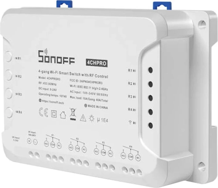 Switch i mençur Sonoff 4CHPROR3, WiFi, 4 kanale, i bardhë