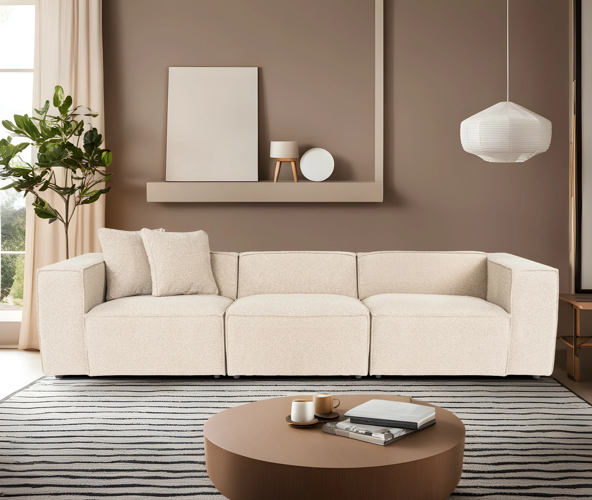 Kauç 3-ulëse Lora, ngjyrë pjeshke, Atelier del Sofa