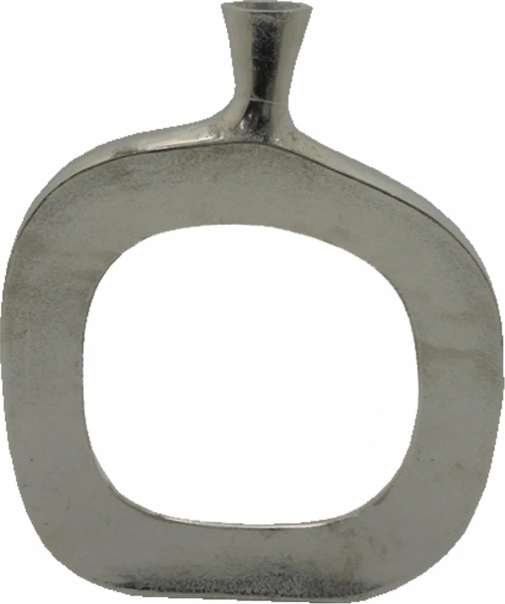 Vazo ovale abstrakte, alumin, ngjyrë argjendi-nikel, 37x6x49 cm