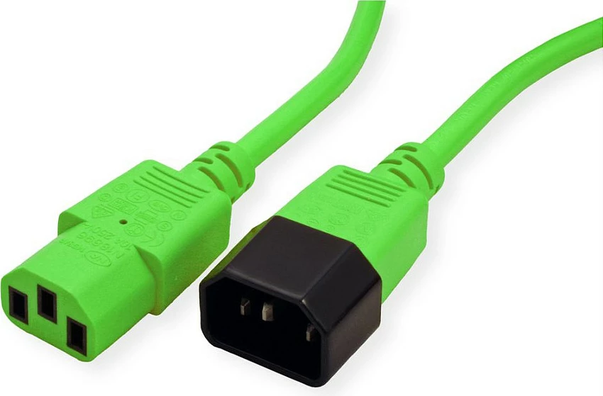 Kabllo rryme ROLINE 19.08.1534, IEC 320 mashkull-në-femër, 3 m, 10A/250V, e gjelbër
