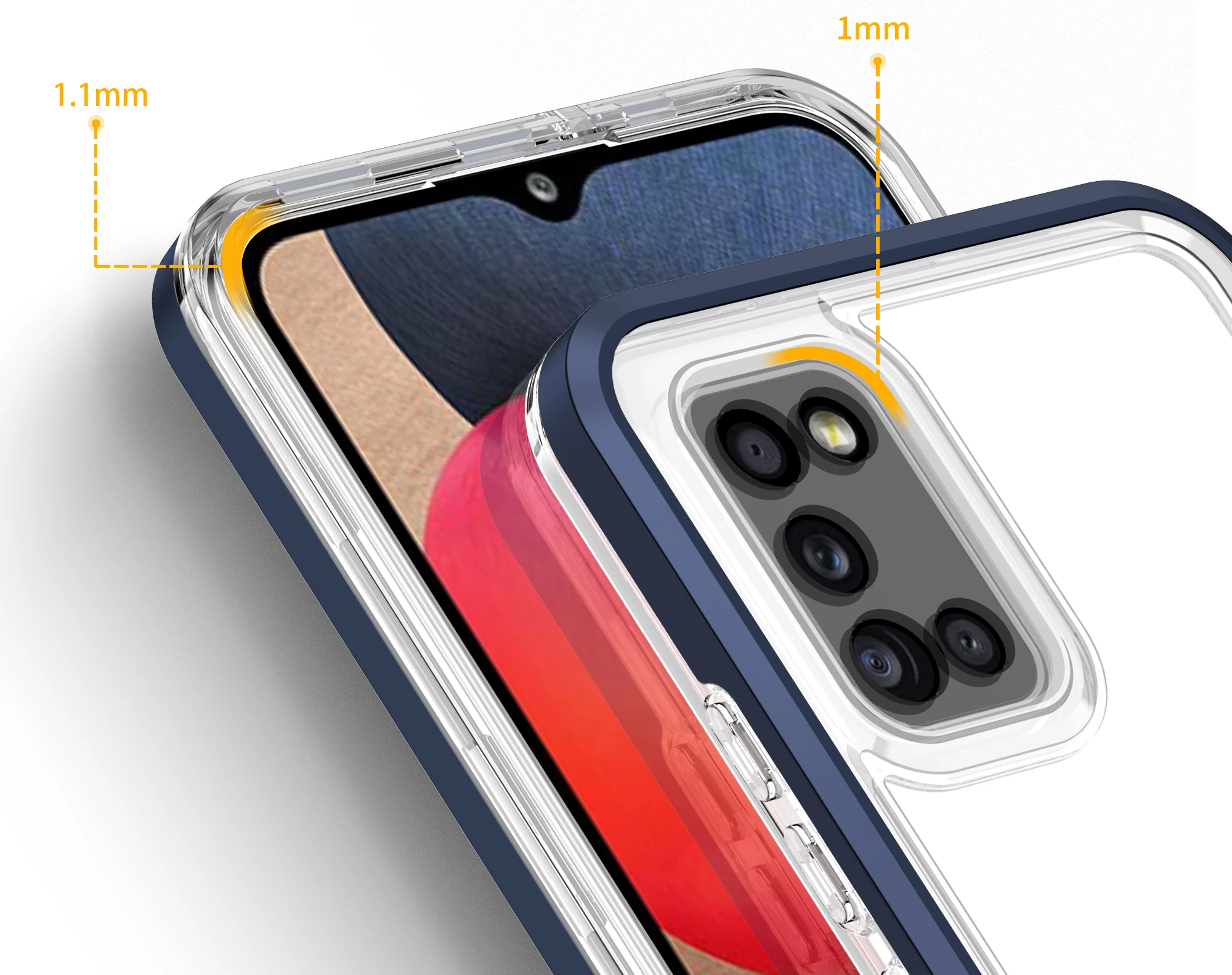 Mbështjellës Hurtel Hybrid Armor Clear 3in1 për Samsung Galaxy A03s, Kaltër/Transparent