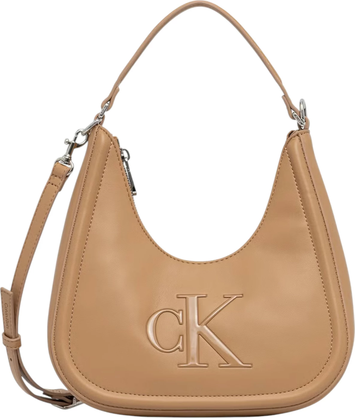 Çantë krahu Calvin Klein BOLD CK Small Crescent LV04F3561G, bezhe e errët
