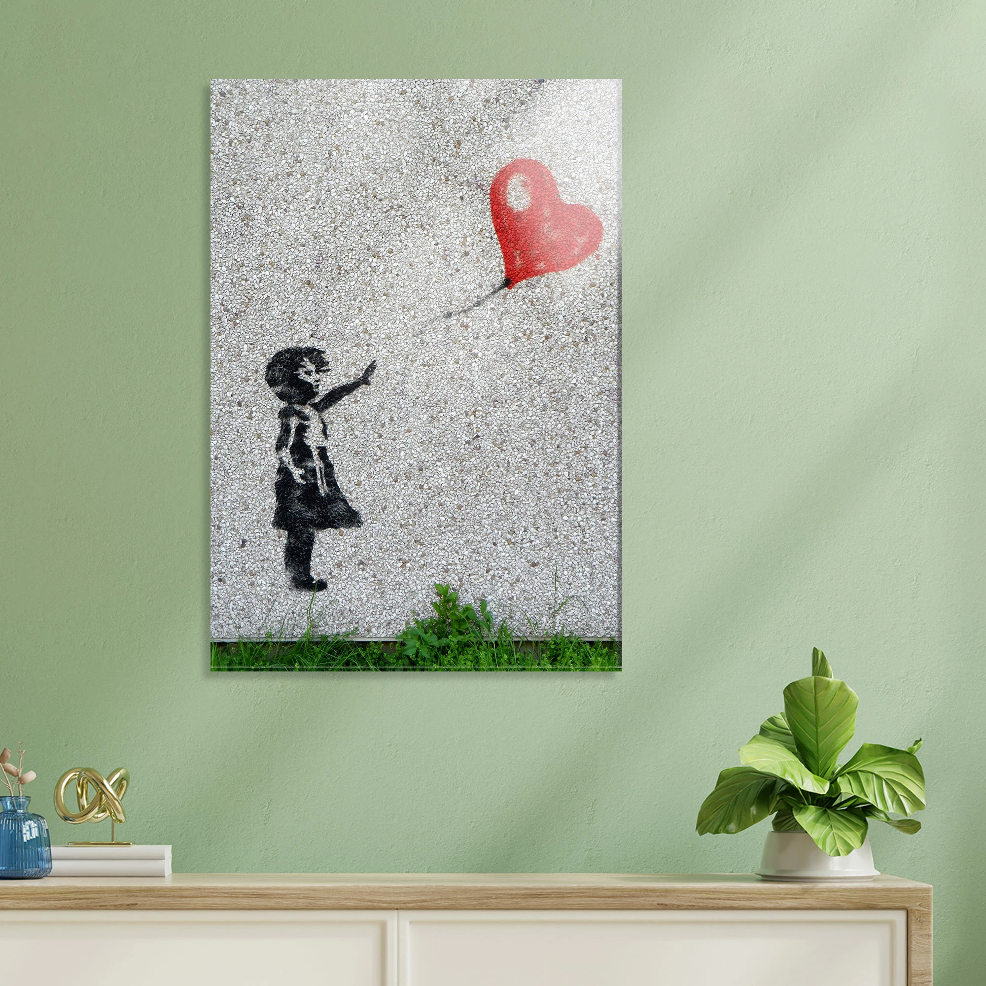 Pikturë dekorative prej xhami të temperuar, Banksy, UV-018, 45x65cm