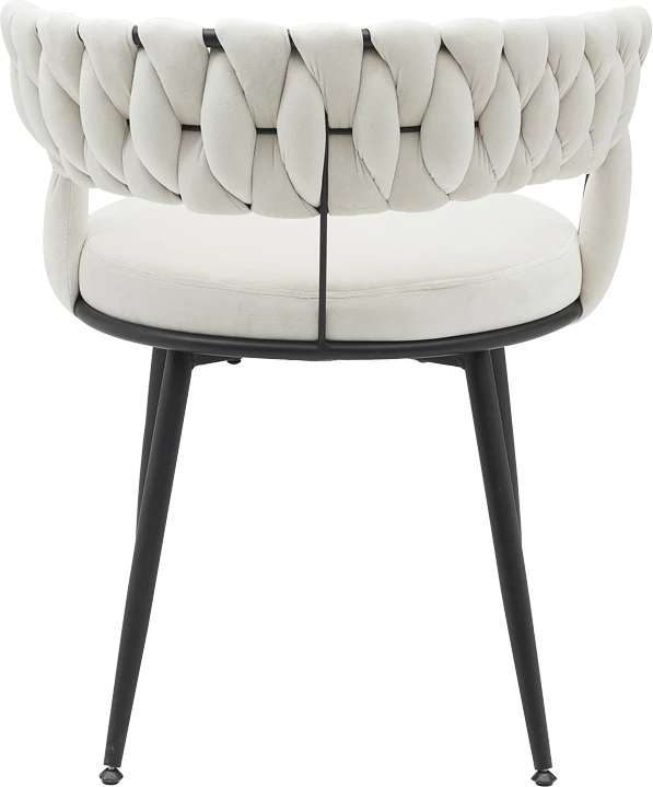 Karrige Alkia në kadife bezhë me këmbë metali të zezë 60x57x68cm