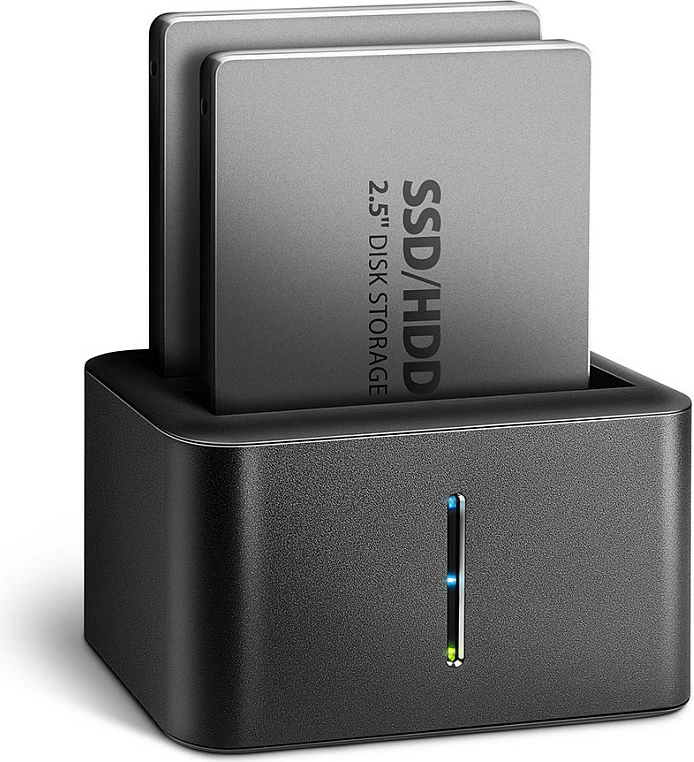 Dock station Axagon ADSA-D25, klonim dual 2.5" SATA SSD/HDD, USB 3.2 Gen 1, zezë/hirtë