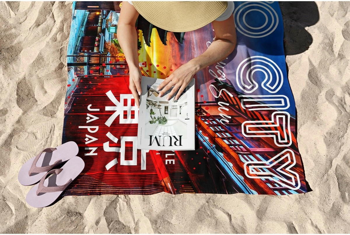 Peshqir plazhi Mijolnir, Tokyo Rising Sun, 70x130cm
