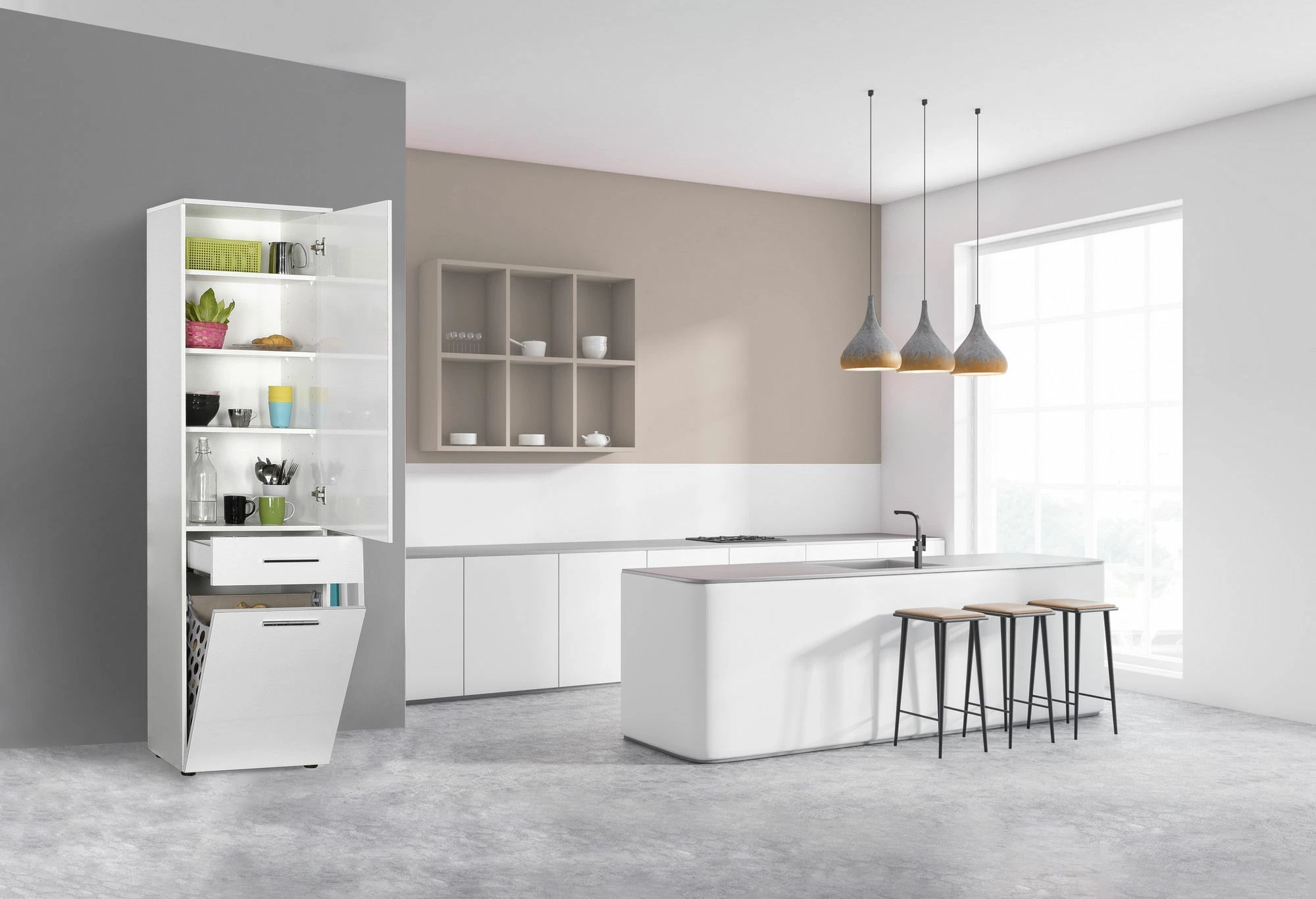 Dollap multifunksional, ngjyrë e bardhë, Hanah Home, Adr-621-Pp-1