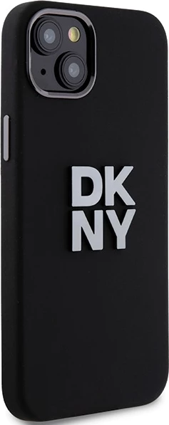 Mbështjellës DKNY Liquid Silicone Metal Logo për iPhone 15/14/13, i zi