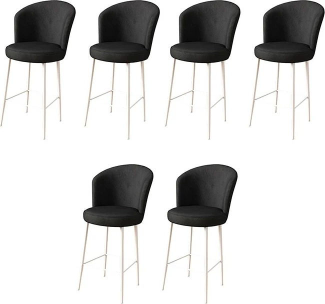 Set karrigesh për bar (6 copë), Hanah Home, Fora, e zezë dhe e bardhë
