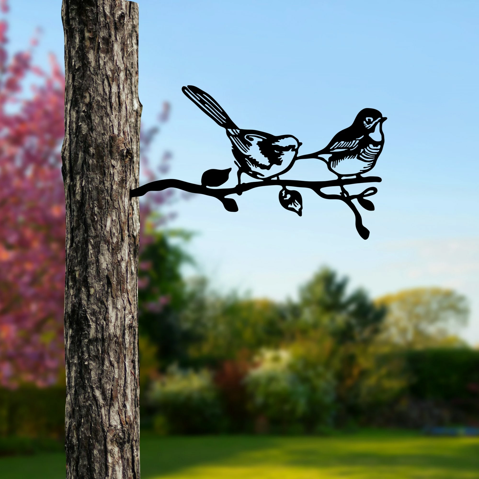 Dekor për kopsht, zog në degë, ngjyrë e zezë, Aberto Design, 50x26cm