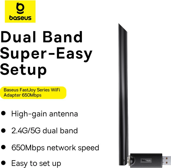 Kartë rrjeti USB Baseus BS-OH173, 650Mb/s, 5 GHz, e zezë