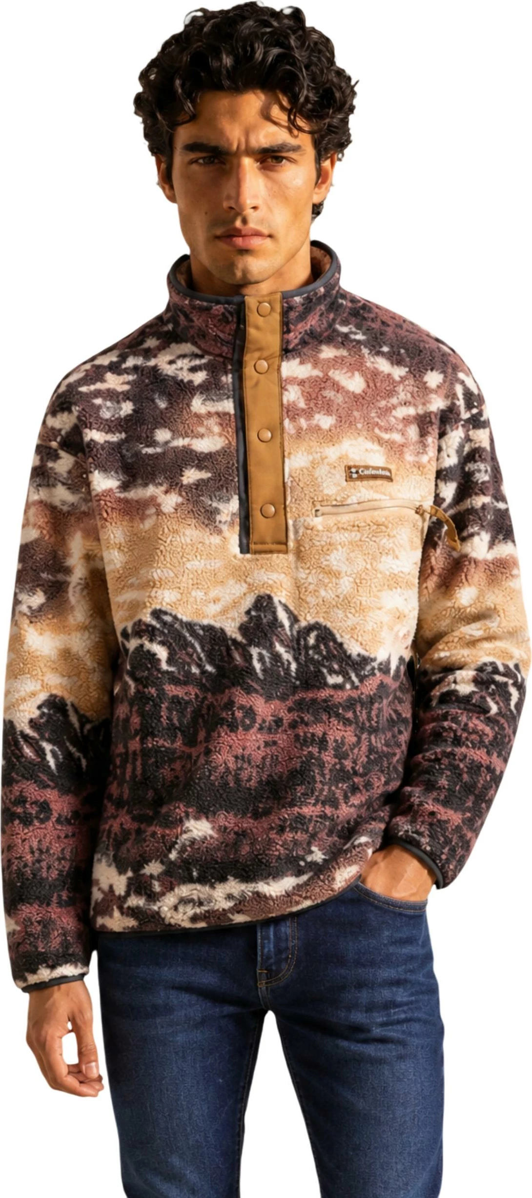 Duks për meshkuj Columbia Helvetia™ II Printed Half Snap Fleece, kafe