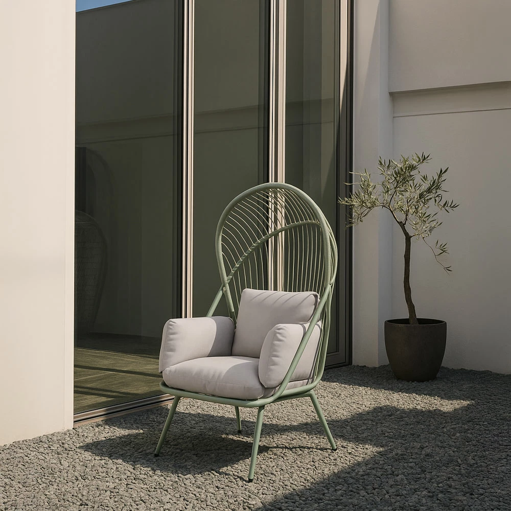 Karrige e ulët Sun, ngjyrë ulliri, 75x69x135.5cm