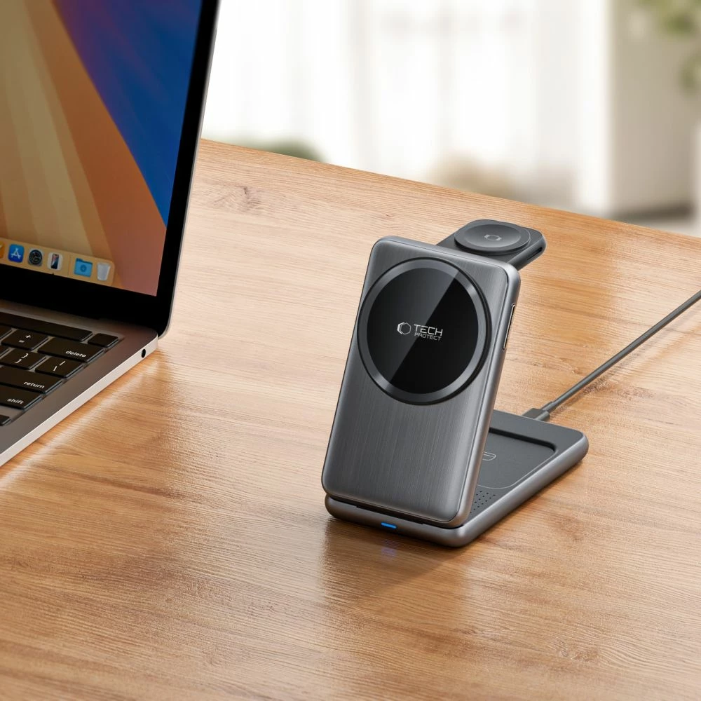 Karikues induktiv 3-në-1 Tech-Protect QI15W-A42 me MagSafe, Gri
