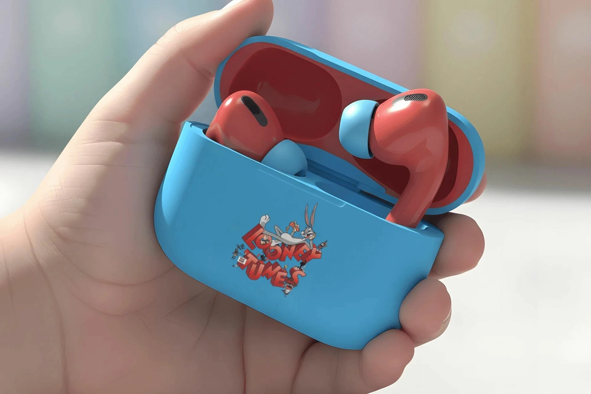 Kufje true wireless Moye Looney Tunes, Bluetooth 5.4, USB-C, 13 mm, 4 orë, kaltër/kuqe