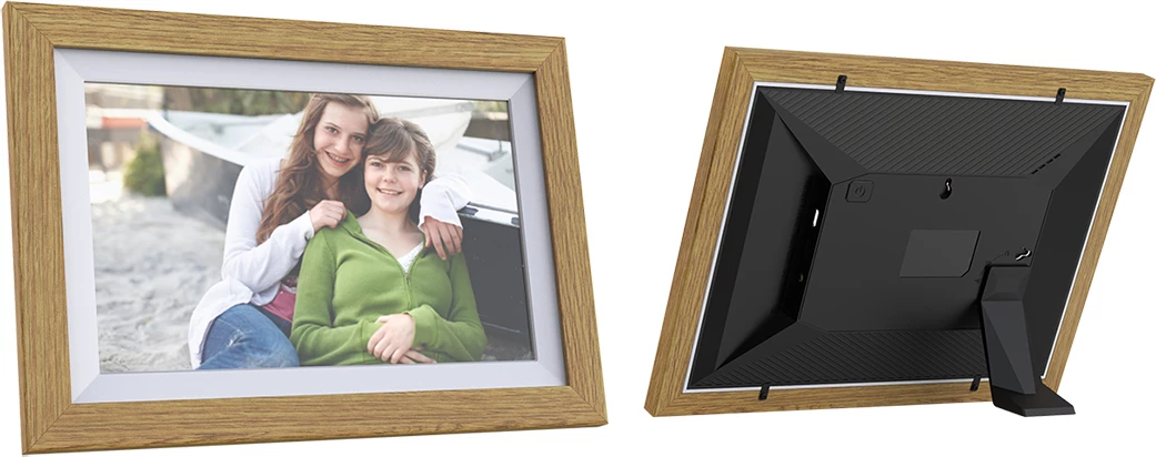 Kornizë fotografish digjitale Wozinsky WRC-32 10.1" IPS 1280×800 me Wi‑Fi dhe Frameo 32GB, me prekje, kafe e çelët