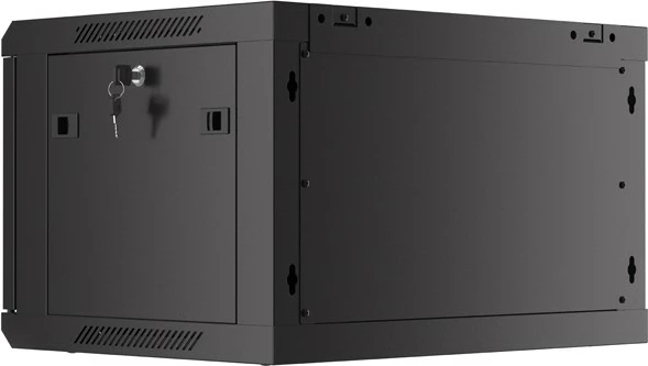 Kabinet muri për server Lanberg WF01-6406-23B, 6U, 19 inç, 600x450 mm, derë e përshkuar, e zezë, flat pack