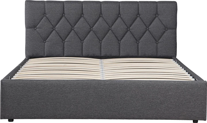 Krevat dopio Kamaho, stof, antracit, me hapësirë për depo, 160x200cm