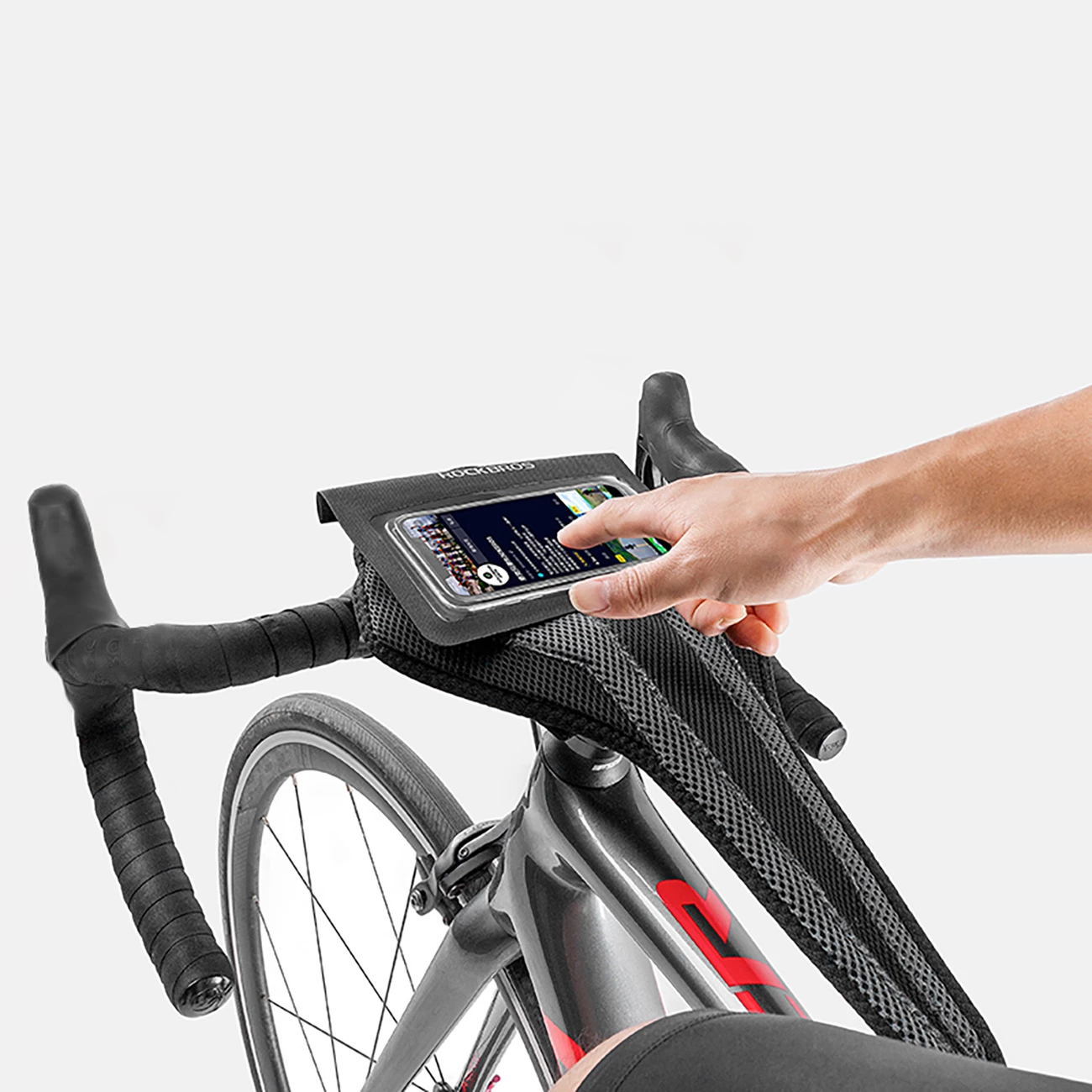 Mbulesë djerse për biçikletë statike Rockbros D61, 43 cm, rrip i rregullueshëm, e zezë/gri