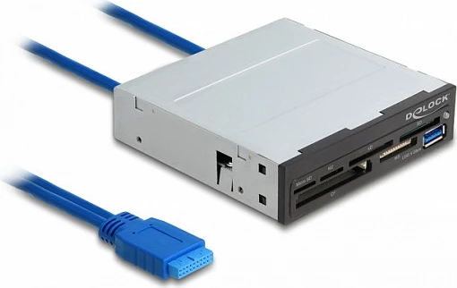 Kartëlexues i brendshëm DeLOCK 3.5" USB 3.2 Gen 1, 6 slote + portë USB-A, 5 Gbps, metalik, zi/gri