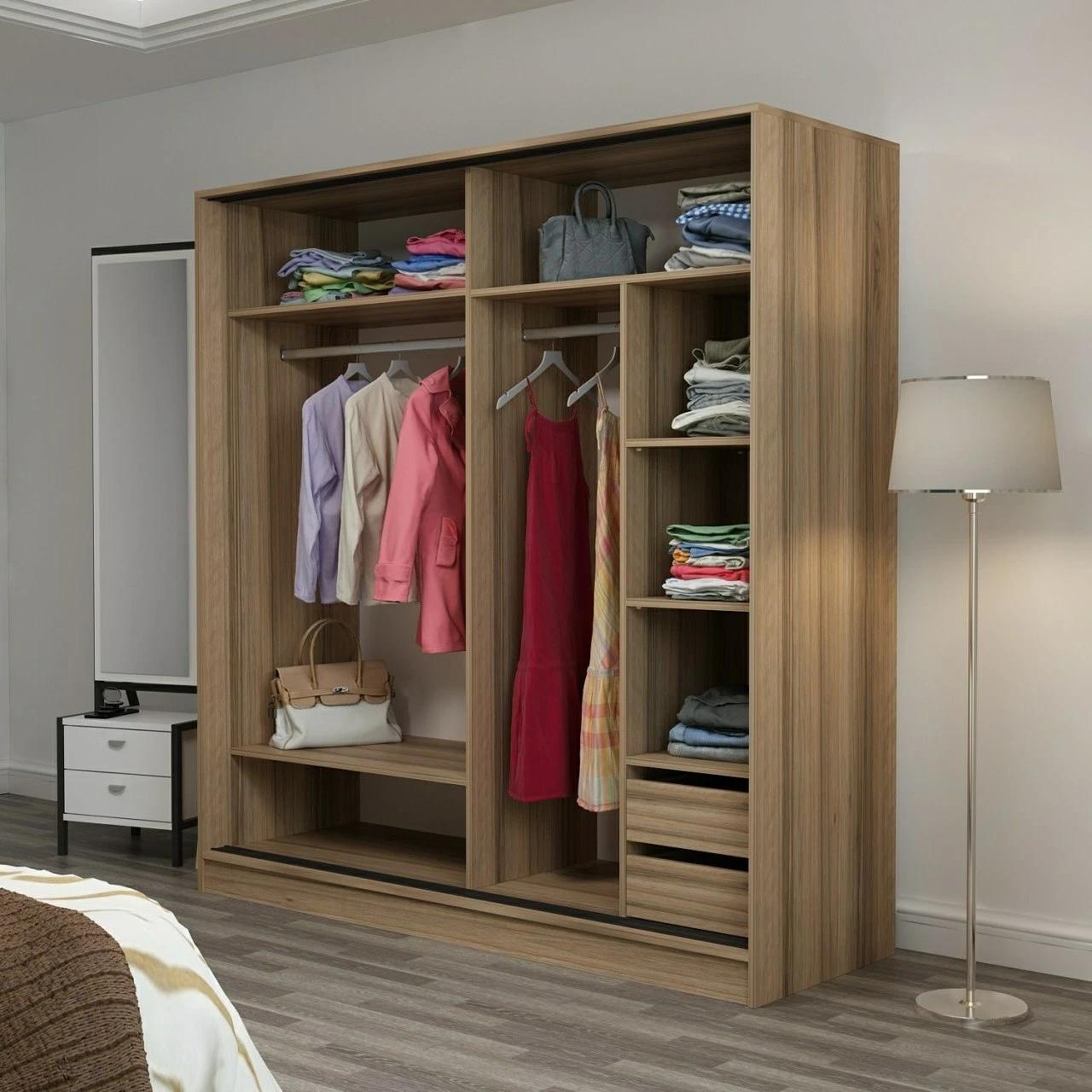 Dollap Skye Decor, dore dhe i bardhë, 3169