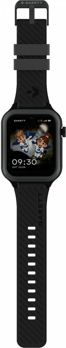Smartwatch për fëmijë Garett Kids Essa 2 AI 16 GB 4G LTE AMOLED 1.77" nanoSIM IP68, e zezë, set me 2 rripa
