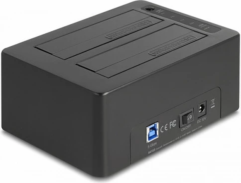 Docking station USB DeLOCK Dual për 2x SATA HDD/SSD, Clone, Card Reader SD/CF, USB 3.2 Gen 1, 2.5/3.5", e zezë